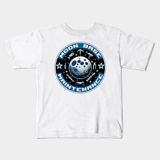 Space-Themed T-Shirt, Moon Base Maintenance Graphic Tee, Cosmic Shirt, Sci-Fi Clothing, Astronaut Gift, Lunar Apparel Kids T-Shirt